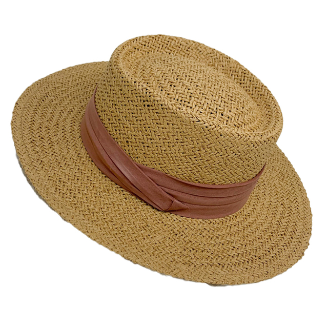 Oem Facotry Summer Beach Fashion Wide Brim Boater Straw Sun Hat with Band