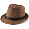 Wholesale Summer Unisex Short Brim Roll Up Paper Fedora Straw Sun Hat with Band