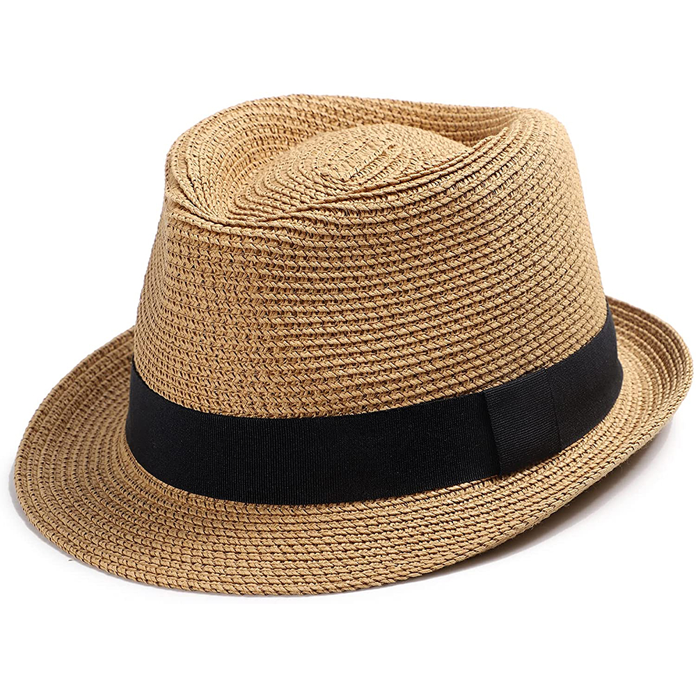 OEM Paper braid unisex roll up short brim stylish fedora straw hat