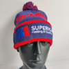 Pompom Jacquard Custom Club Cuff Knitted Beanie Hat with Embroidery Logo