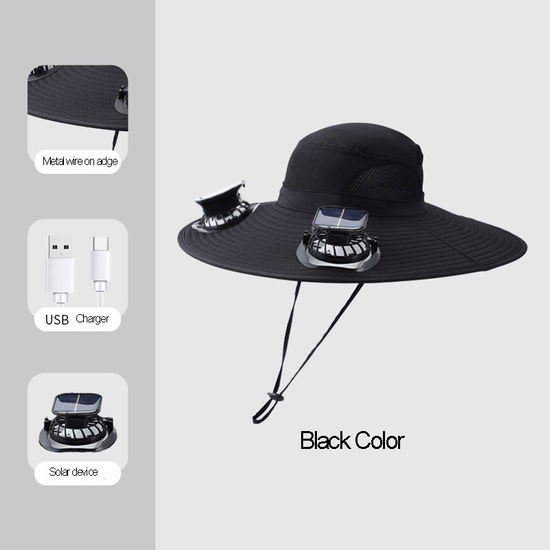 Wholesale Wide Brim Summer Outdoor Solar Fan Hat