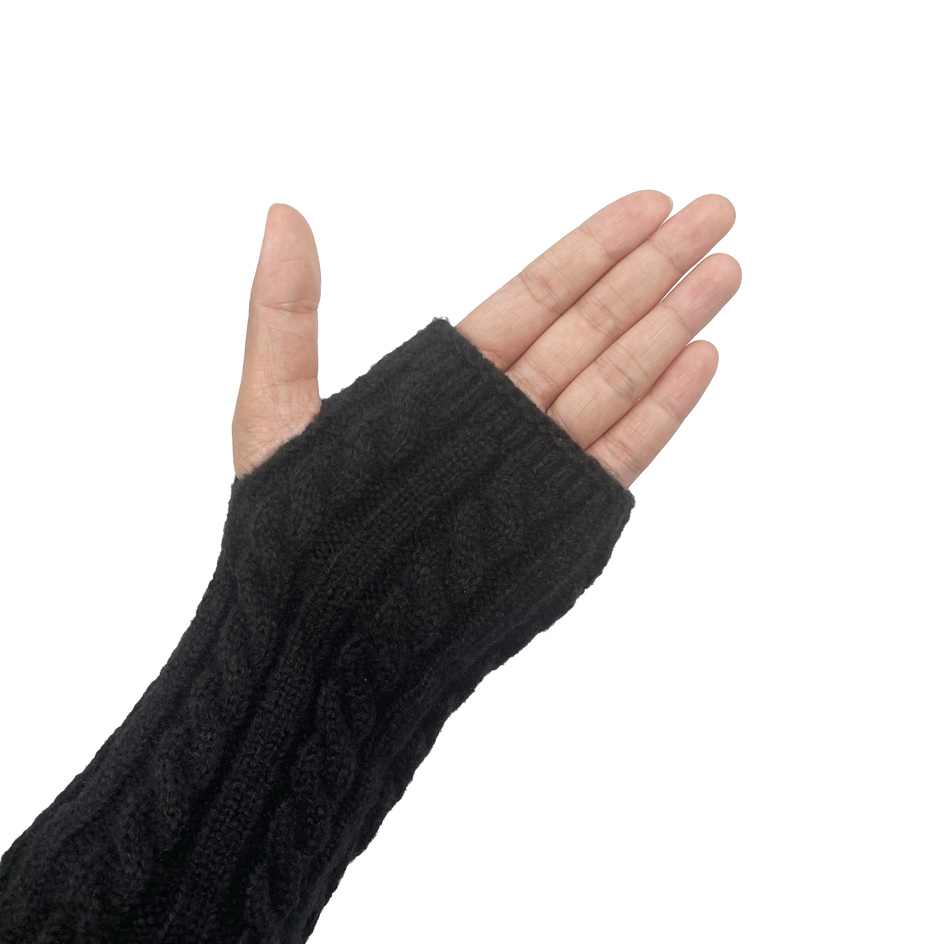 Winter Gloves Warm Knit Fingerless Gloves Half Finger Cuff Gloves Long Mittens