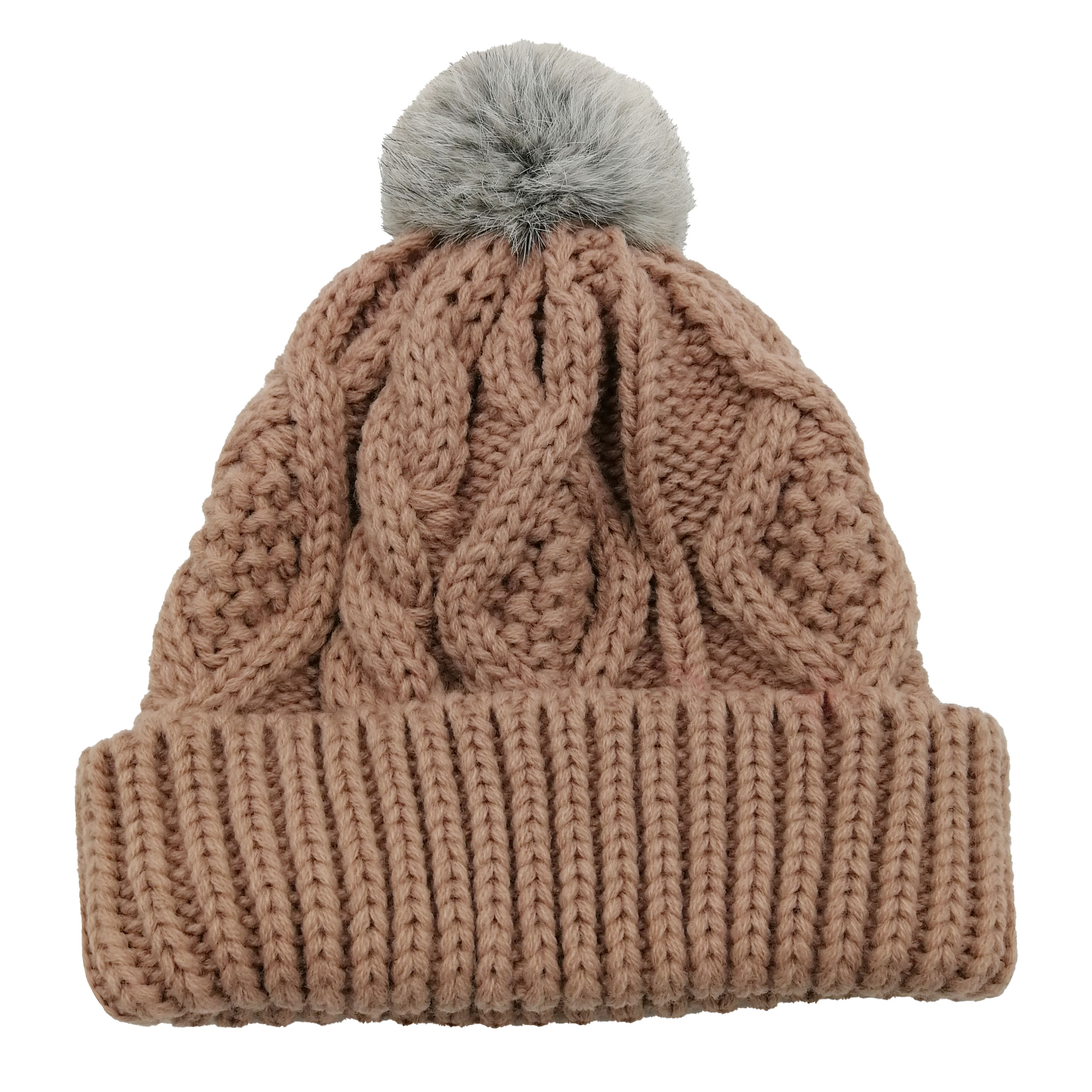 High Quality Ribbed Pompom Beanie Cuffed Knit Hat