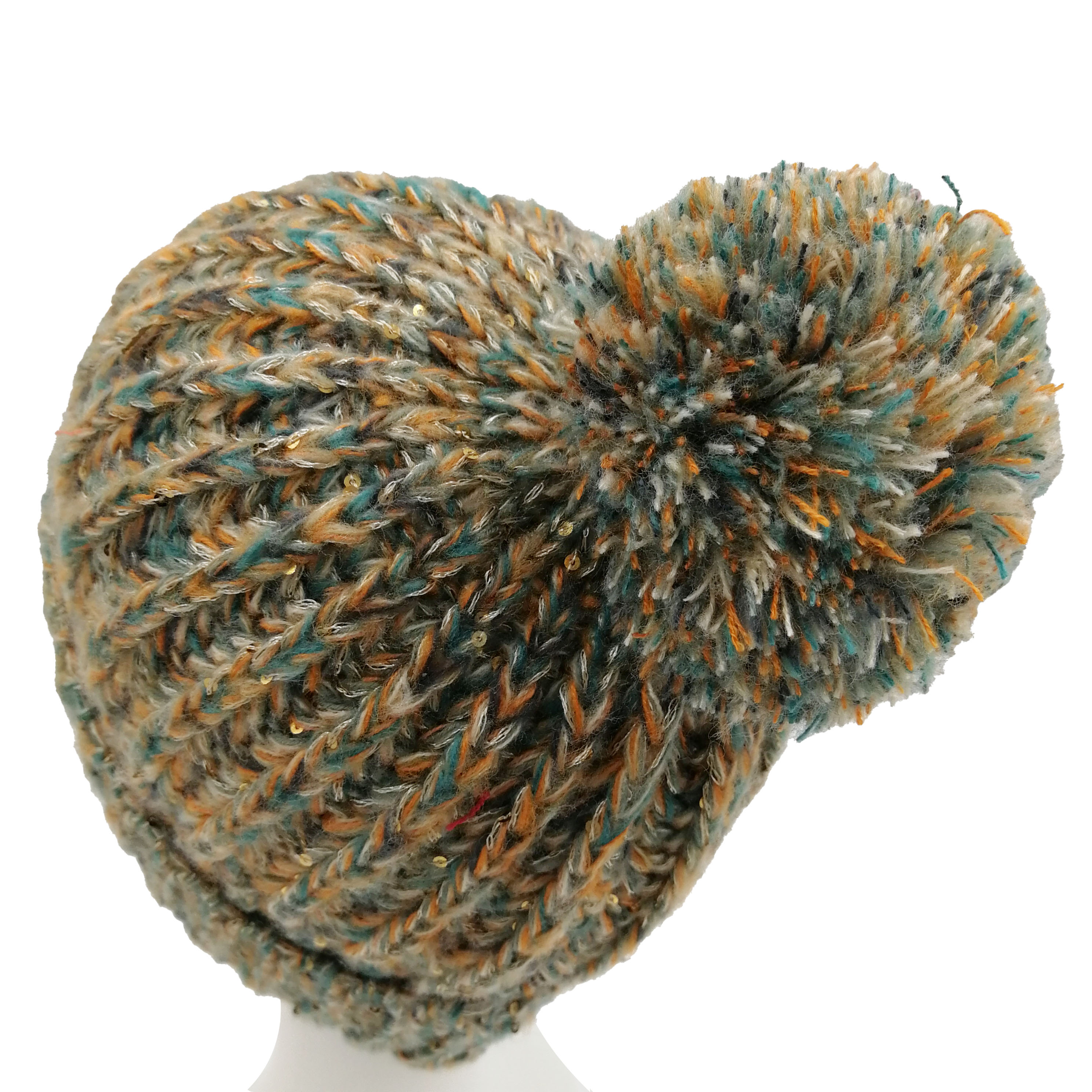 Custom Multiple Color Blends Yarn Beanie with Pompom