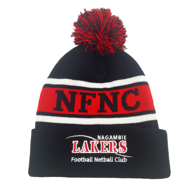 Low MOQ Jacquard Embroidery Knit Beanie Hat with Pompom