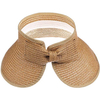 Wholesale Crownless Foldable Packable Women Adjustable Size Summer Beach Roll Up Visor Straw Hat with Bow