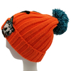 Acrylic Custom Wide Ribbed Pompom Beanie with Patch