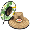 Wholesale OEM Summer Beach Print Underbrim Panama Natural Grass Straw Sun Hat with Logo