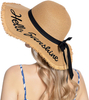 OEM Summer Beach Big Brim Foldable Packable Sun Protect Holiday Women Floppy Straw Hat with Embrodiery Logo