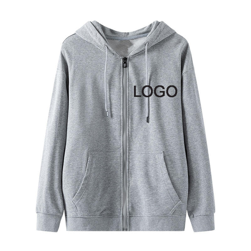 Custom Logo 300gsm Zipper Hooded Pocket Cardigan Sweatshirt Spring And Autumn Premium Hoodie