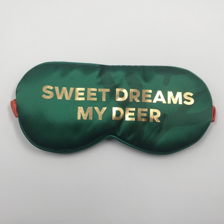 Custom Sublimation Print Logo Night Sleep Silk Satin Eye Mask Travel Eye Shade Blindfold