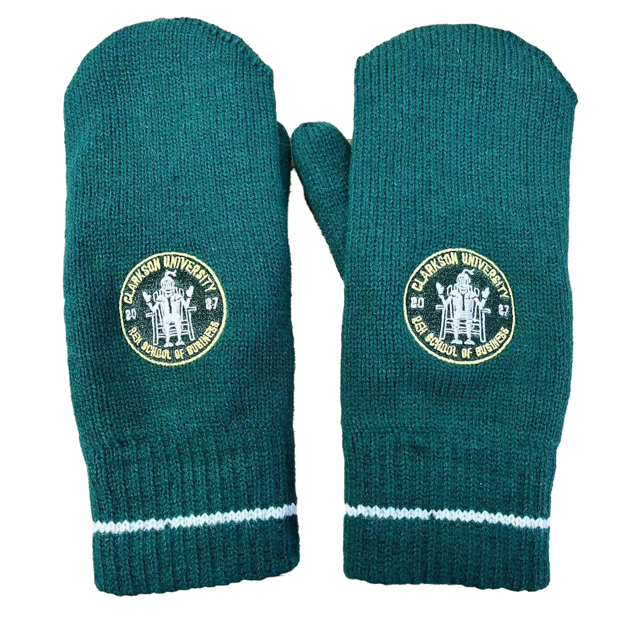 Custom Winter Thick Acrylic Knitted Gloves Mittens Custom Embroidered Logo Mittens Fleece Lined