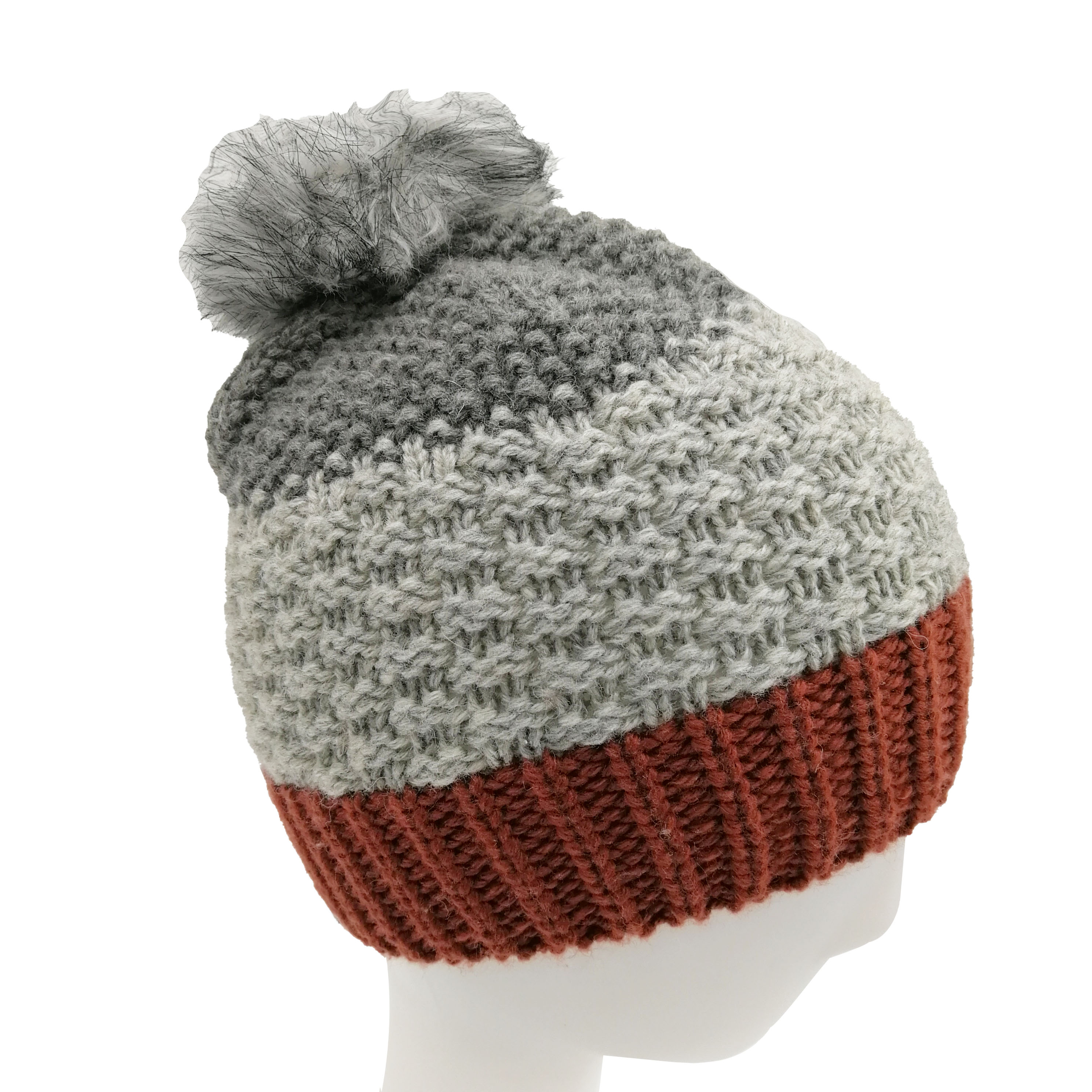 Custom Hybrid Technology Stripe Beanie with Pompom