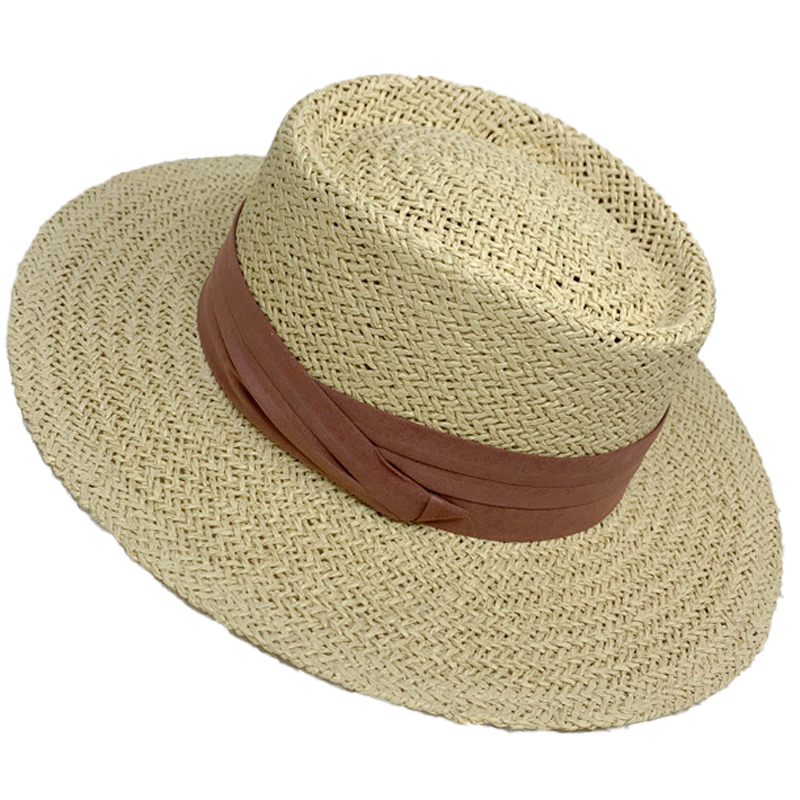 Oem Facotry Summer Beach Fashion Wide Brim Boater Straw Sun Hat with Band