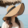 OEM Summer Beach Big Brim Foldable Packable Sun Protect Holiday Women Floppy Straw Hat with Embrodiery Logo