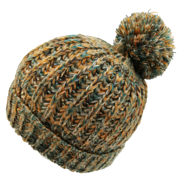 Custom Multiple Color Blends Yarn Beanie with Pompom