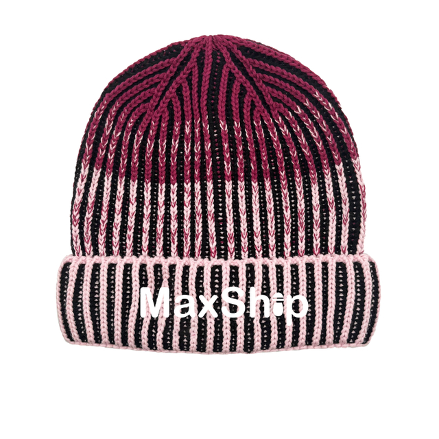 Contrast Stripe Knitted Hat Women's Autumn And Winter Fashion Casual Warm Beanie Hat