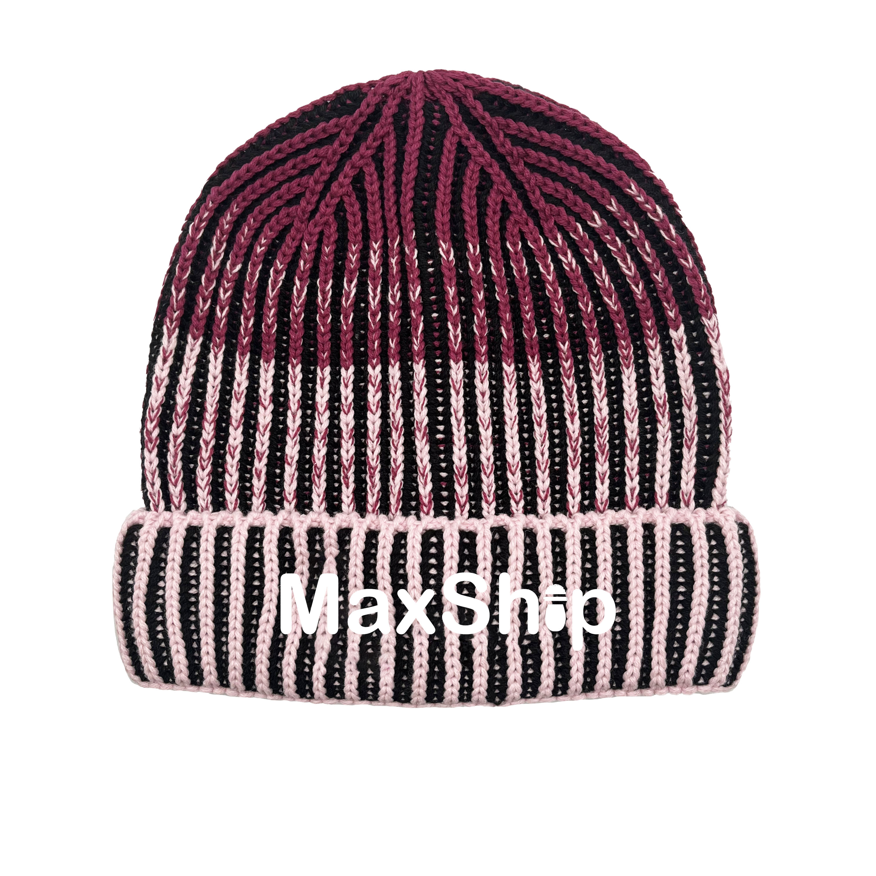 Contrast Stripe Knitted Hat Women\'s Autumn And Winter Fashion Casual Warm Beanie Hat