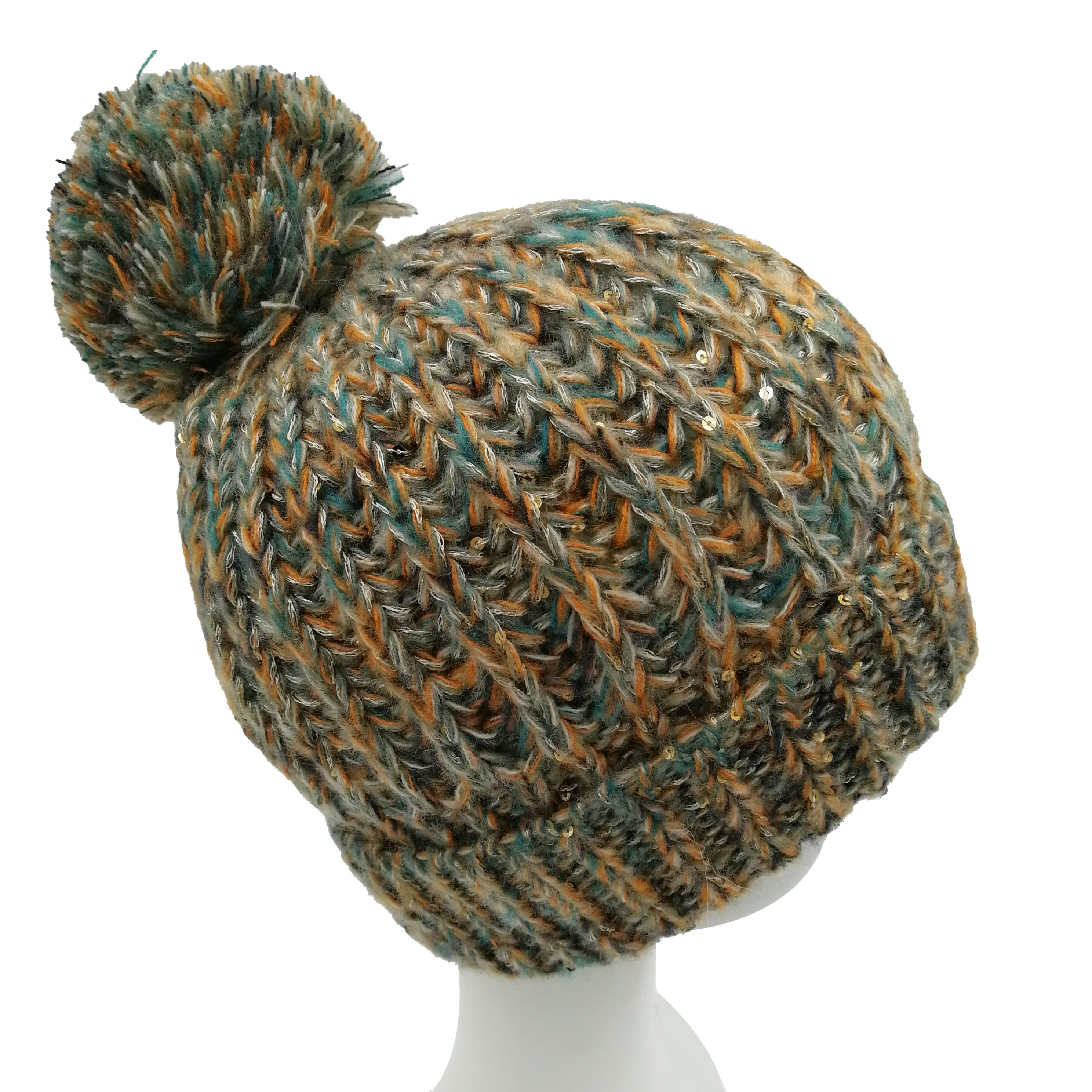 Custom Multiple Color Blends Yarn Beanie with Pompom