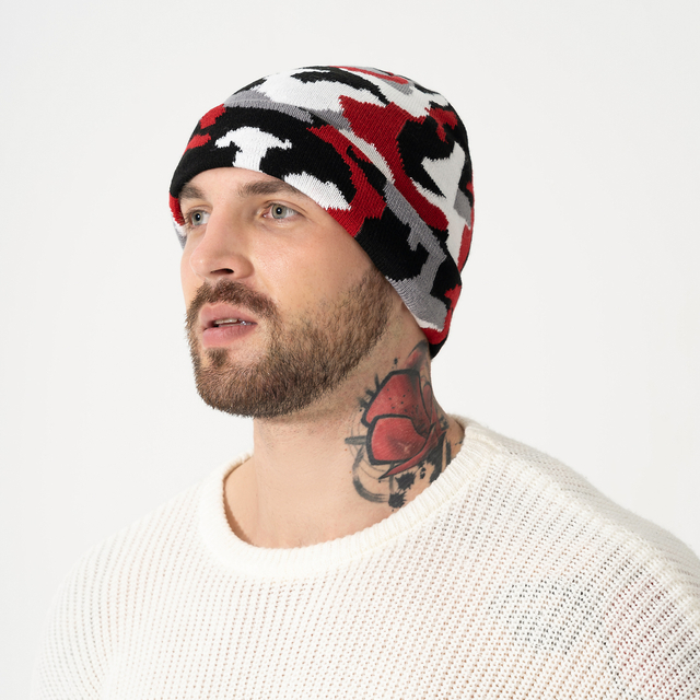 Custom Camouflage Pattern Knitted Hat Winter Designer Beanie