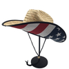 Custom Printed Mens Roll Up Brim Natrual Grass Summer Sun Protect Cowboy Straw Hat with Logo