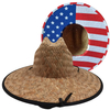 Custom printed bottom summer beach safari tides surf fishing sun straw hat with windproof chin strap