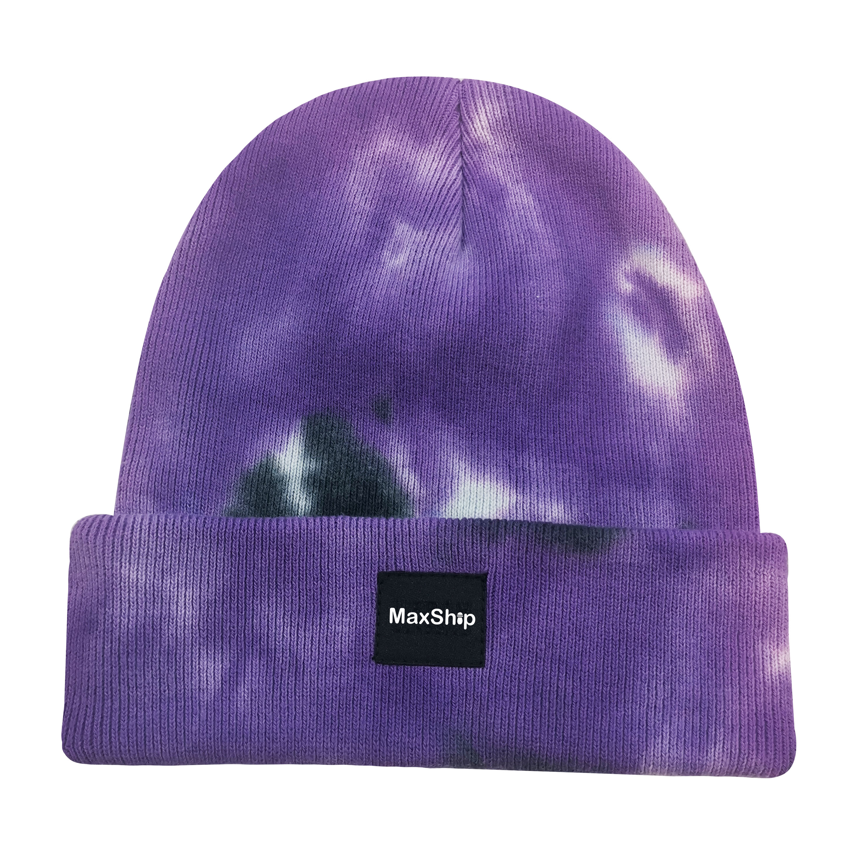 Tie Dye Winter Soft Cotton Plain Rib Knitted Beanie Hat