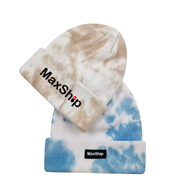 Tie Dye Winter Soft Cotton Plain Rib Knitted Beanie Hat