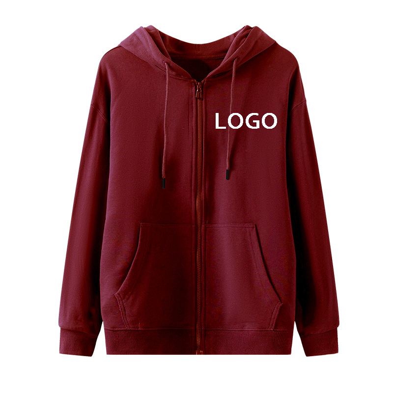 Custom Logo 300gsm Zipper Hooded Pocket Cardigan Sweatshirt Spring And Autumn Premium Hoodie