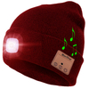 Bluetooth Beanie Music Hat with Light Unisex USB Rechargeable 4 LED Headlamp Cap with Headphones