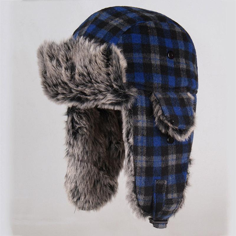 Ushanka Eskimo Bomber Russian Winter Cold Weather Plaid Aviator Faux Fur Unisex Trapper Hat Trooper Ear Flaps