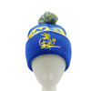 Low MOQ Jacquard Embroidery Knit Beanie Hat with Pompom