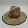 Custom Australia Fashion Style Breathable Hole Underbrim Fabric Natural Grass Large Straw Hat with Band