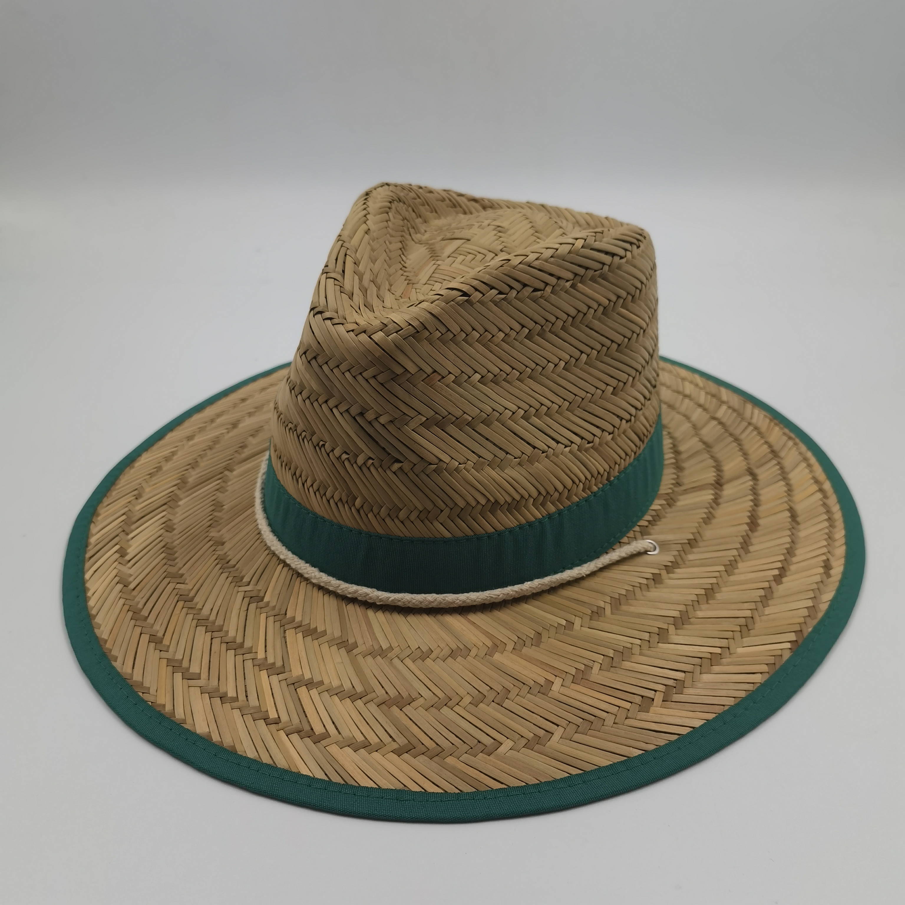 Custom Australia Fashion Style Breathable Hole Underbrim Fabric Natural Grass Large Straw Hat with Band