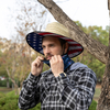 Custom Natural Grass Beach Fishing Surf Lifeguard Straw Hat with Underbrim UPF50+American Flag under Brim Print