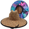 Custom printed bottom summer beach safari tides surf fishing sun straw hat with windproof chin strap