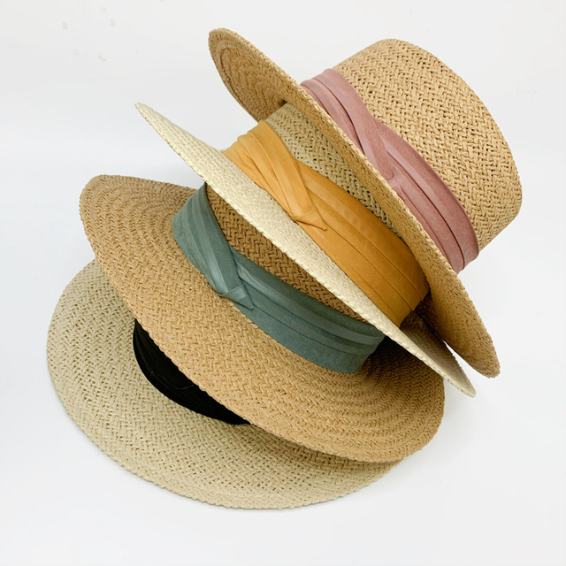 Oem Facotry Summer Beach Fashion Wide Brim Boater Straw Sun Hat with Band