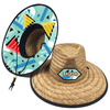 Wholesale OEM Summer Beach Print Underbrim Panama Natural Grass Straw Sun Hat with Logo