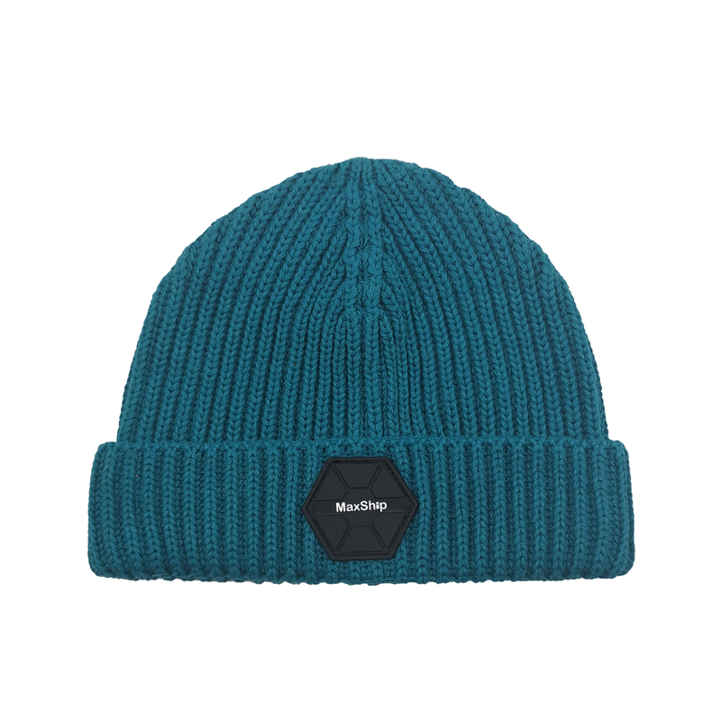 Custom Classic 100% Cotton Autumn Winter Tight Beanie with PU Label