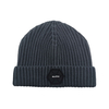 Custom Classic 100% Cotton Autumn Winter Tight Beanie with PU Label