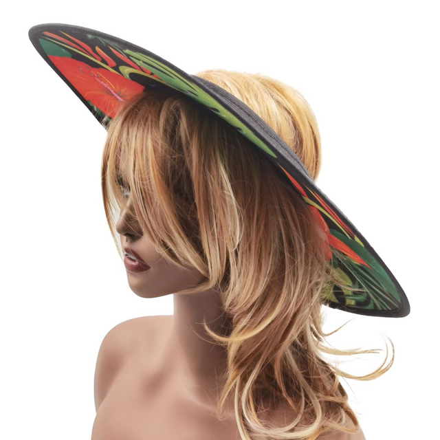 OEM China Factory Natural Grass Women Summer Beach Crownless Empty Top Wide Brim Straw Sun Hat