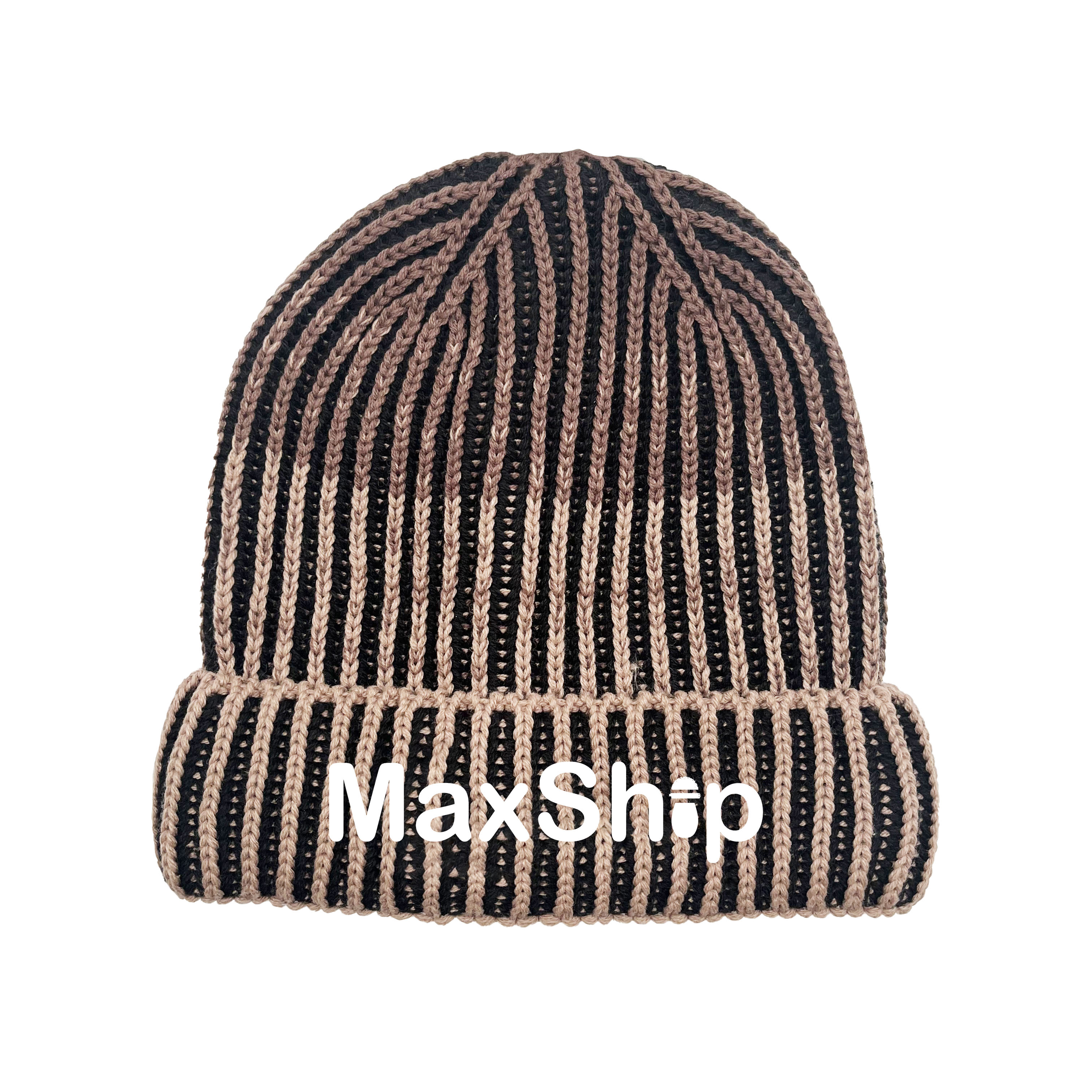 Contrast Stripe Knitted Hat Women\'s Autumn And Winter Fashion Casual Warm Beanie Hat