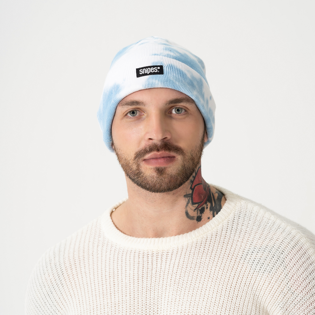 Custom Woven Patch Logo knitted hat Tie Dye Cotton Fisherman Skull Cap Beanie with Cuff