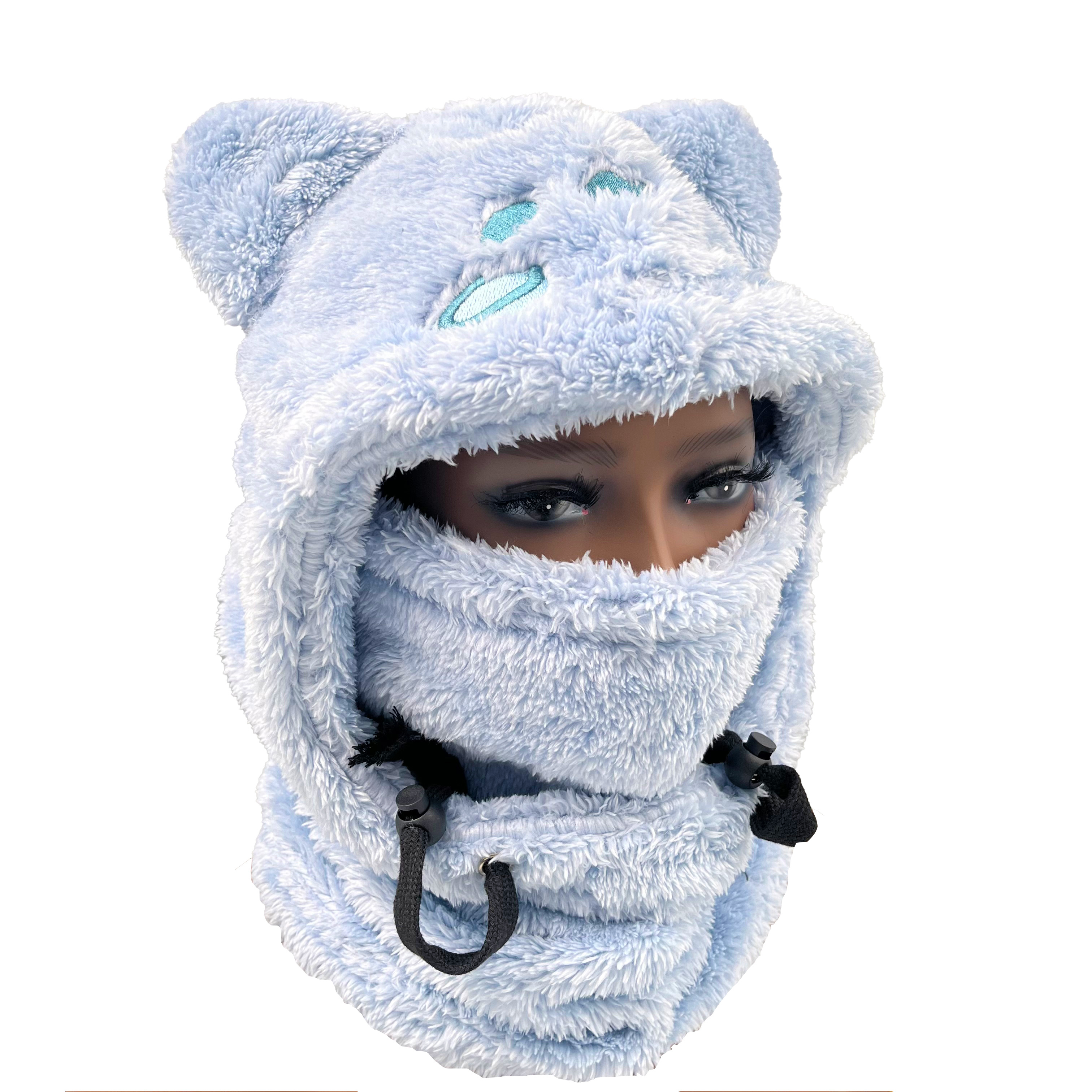 Custom Wholesale Fleece Full Face Cover Ski Mask Winter Hat Outdoor Sports Hood Velvet Balaclava