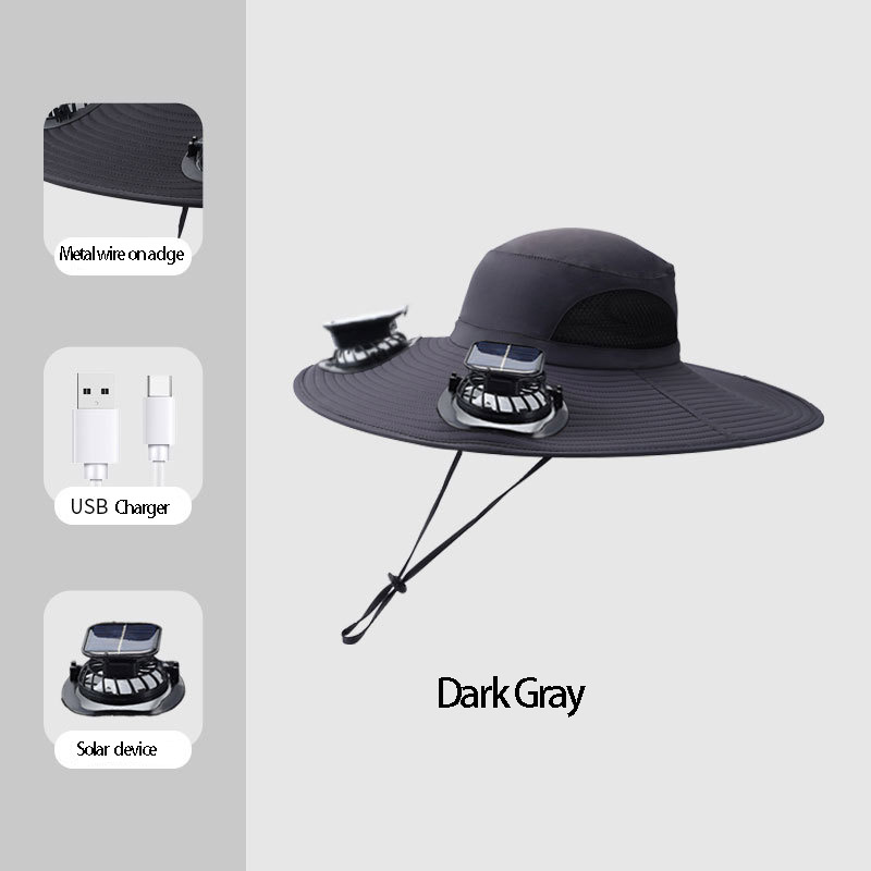 Wholesale Wide Brim Summer Outdoor Solar Fan Hat