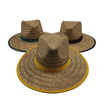 Custom Australia Fashion Style Breathable Hole Underbrim Fabric Natural Grass Large Straw Hat with Band