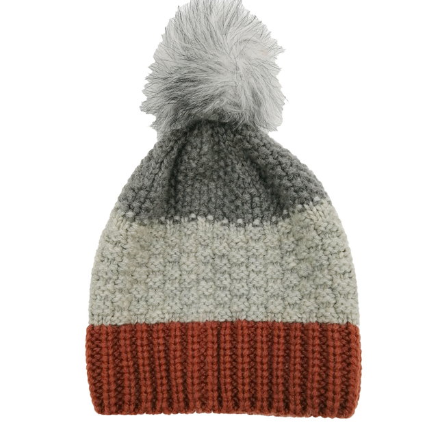 Custom Hybrid Technology Stripe Beanie with Pompom