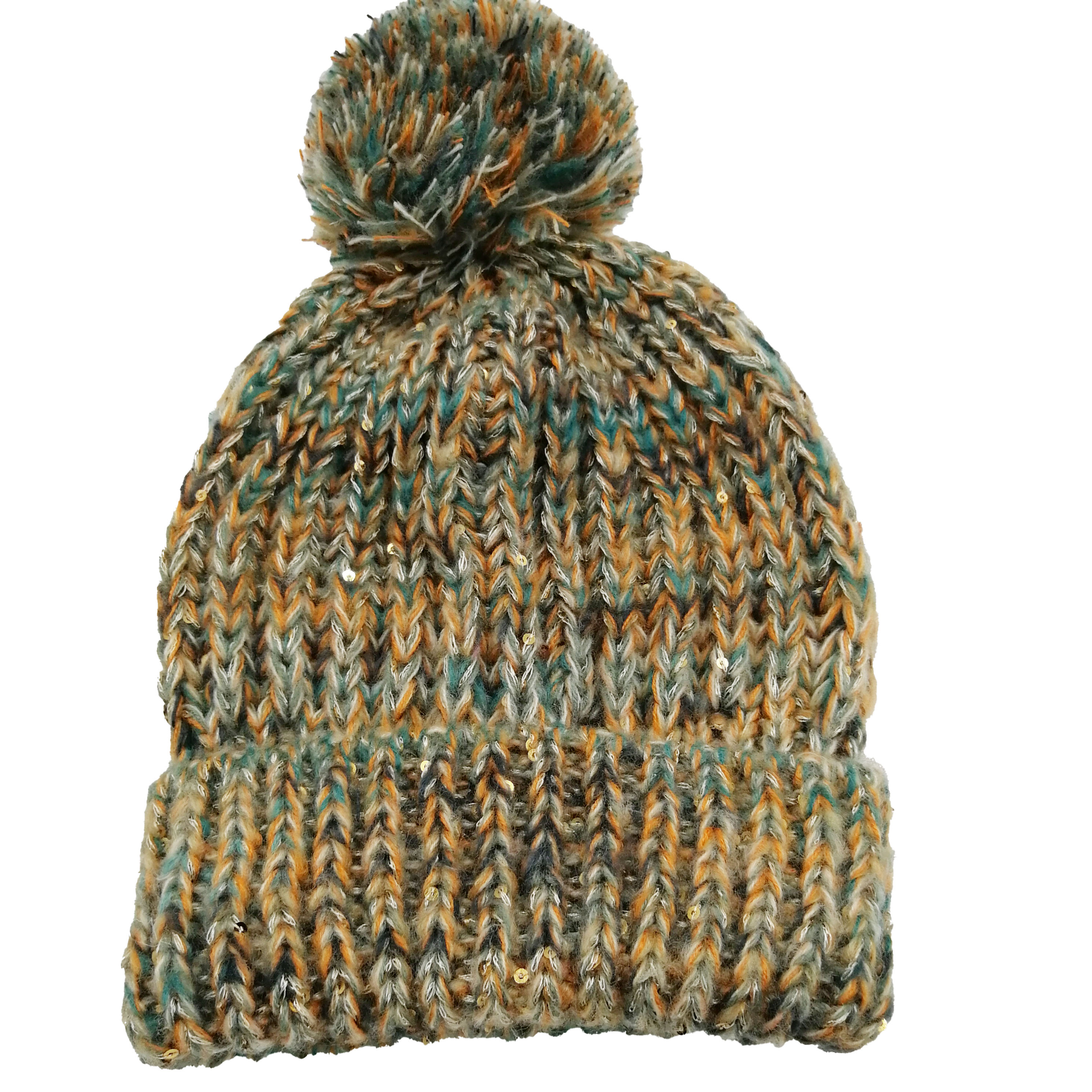 Custom Multiple Color Blends Yarn Beanie with Pompom