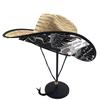 Custom Printed Mens Roll Up Brim Natrual Grass Summer Sun Protect Cowboy Straw Hat with Logo