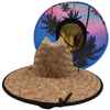 Custom printed bottom summer beach safari tides surf fishing sun straw hat with windproof chin strap